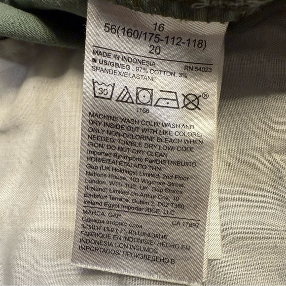 GAP Girlfriend High Rise Chino Pants Olive Stretch Cotton Women’s 16 - Picture 8 of 8